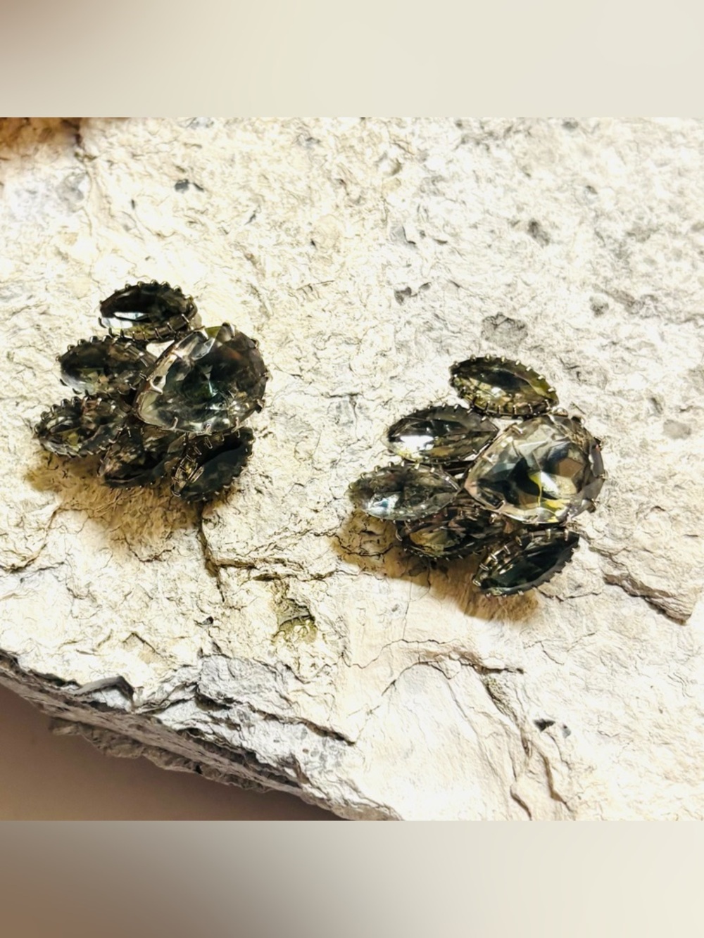 Elegant Juliana (D&E) Smokey Crystal Cluster Clip-On Earrings - Picture 3 of 7